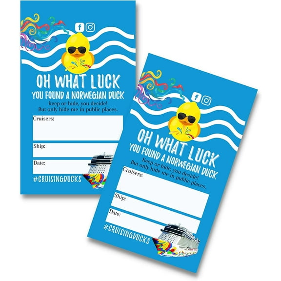 Norwegian Cruise Line Duck Tags for Cruising Ducks Cards  50 pk, 2x3.5  to add to Rubber Ducks Sailor Nautical Themed Colorful Passport Tag NCL Oh What Luck Youve Found a Duck Game for Ships