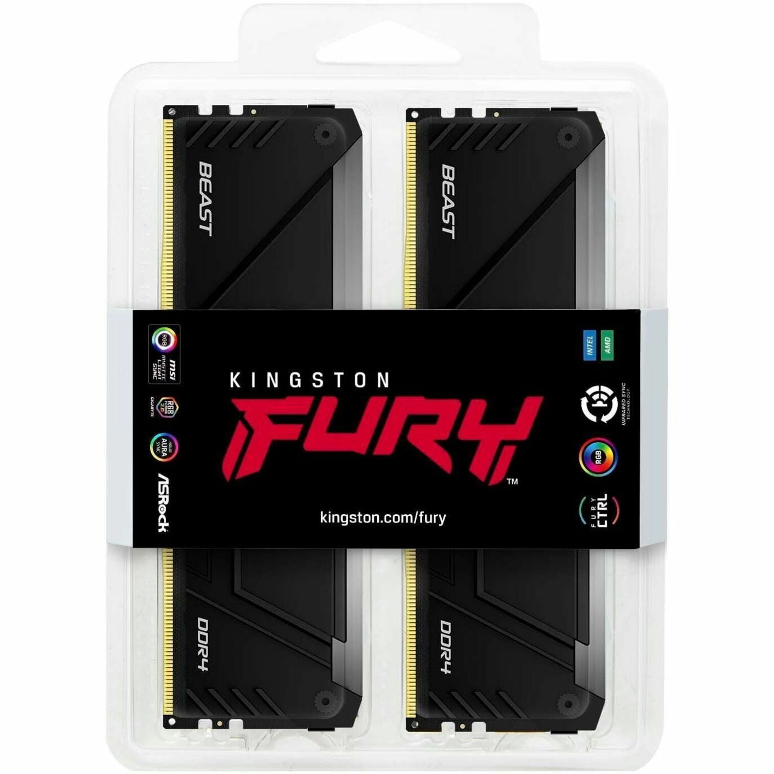 Kingston FURY Beast DDR4 RGB Gaming Memory, 64GB, DDR4-2666, CL16
