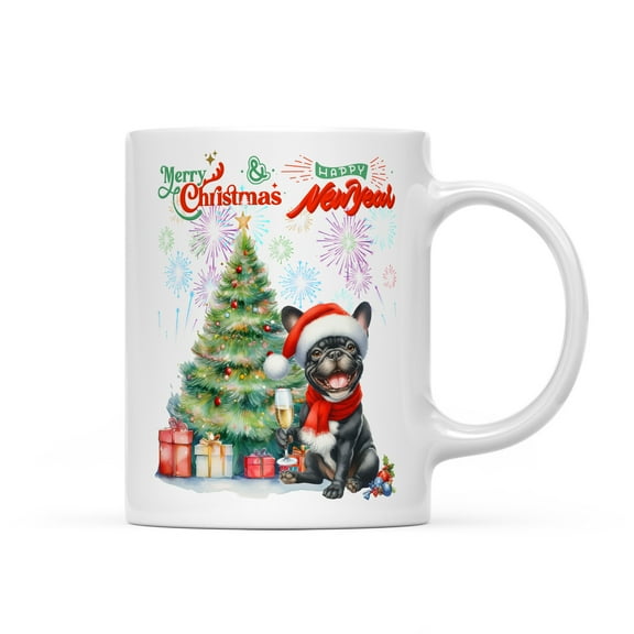 Merry Christmas and Happy New Year Santa French Bulldog Holiday Xmas Winter Mug Dog Lover Gifts Coffee Tea Cup - 00024