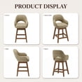 thumbnail image 6 of EOP Modern Swivel Bar Stools Set of 6, 25" Upholstered Counter Height Bar Stools with Wood Legs & Curved Back, Mid Century Bar Chairs for Kitchen Island Pub, Camel, 6 of 12