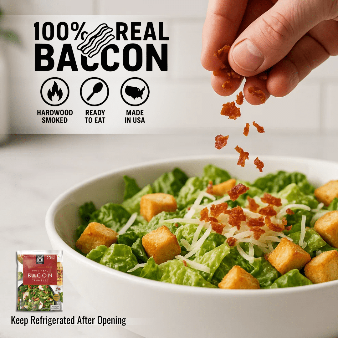 Real Bacon Bits 20 oz (2 Pack) – Cooked Bacon Crumble for Salads, Tacos, Burgers, and More – Perfect for Quick Meals, Snack Topping, and Cooking