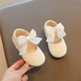 thumbnail image 4 of LNMQLPDBS Baby Girl Shoes Summer and Autumn Girls Boots Cute Flat Solid Color Round Head Ribbon Bow Hook Loop Ruffle Trim Leather Dressy Shoes Toddler Size 9 Shoes Girls for Wedding Communion, 4 of 9