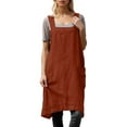 thumbnail image 2 of ZHOGXU Women's Dress Sleeveless Suspender Solid Color Fashion Comfortable Loose Fit Linen Pinafore With Pockets For Casual Daily Wear,Orange,Xxxxl, 2 of 5