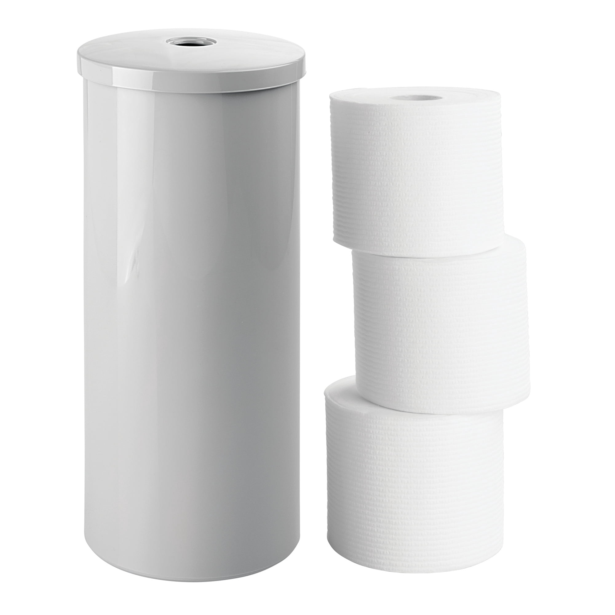 iDesign Compact Toilet Paper Holder with Lid - 6.05" x 6.05" x 14.43", Gray