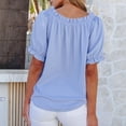 thumbnail image 4 of Off The Shoulder Short Sleeve for Women Summer Blouses Dressy Casual Boho Stretch Tops Sky Blue XL, 4 of 6