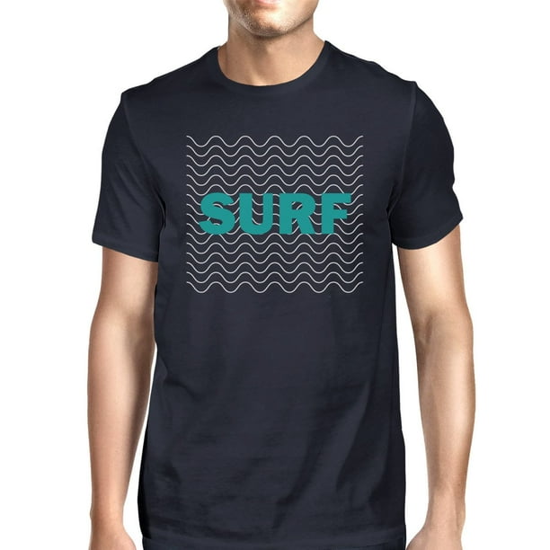 365 Printing Surf Waves Mens Navy Graphic Tee Lightweight Summer Cotton ...