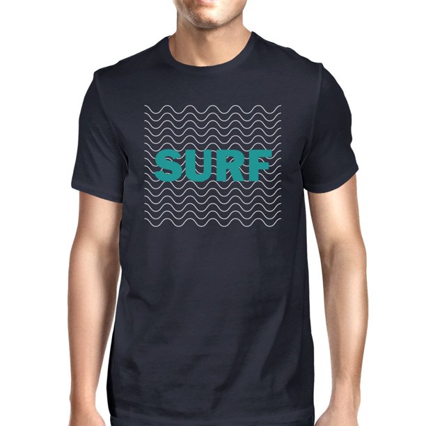 365 Printing Surf Waves Mens Navy Graphic Tee Lightweight Summer Cotton ...