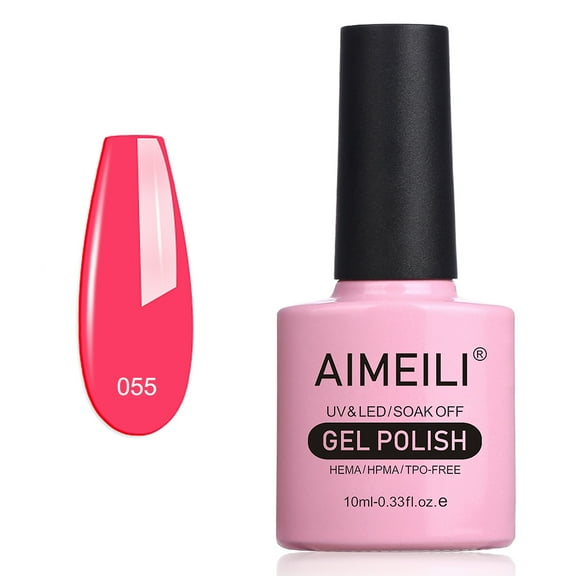 AIMEILI Soak Off UV LED Gel Nail Polish - Neon Shocking Pink (055) 10ml