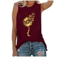 thumbnail image 2 of HOMBOM Crew Neck Tank Tops Wine Sleeveless Sunflower Print Tunic Blouse Tops Cute Tops for Women Summer L, 2 of 4