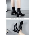 thumbnail image 5 of Botas cortas de tacón medio con punta cuadrada, estilo británico, moda otoño-invierno, botas cortas de tacón grueso para mujer, color negro 37, 5 of 5
