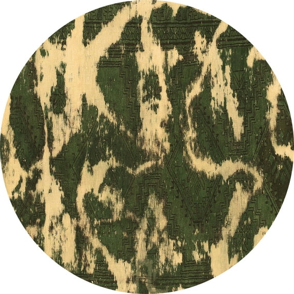 Ahgly Company Indoor Round Abstract Brown Modern Area Rugs, 3' Round