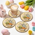 thumbnail image 3 of Easter Bunny Wooden Coaster Set, 4 Pack Heat Resistant Cup Mats for Coffee Tea Mugs, Cute Rabbit Table Protector for Dining Table Desk Countertop, Splinter Free Solid Woo, 3 of 6