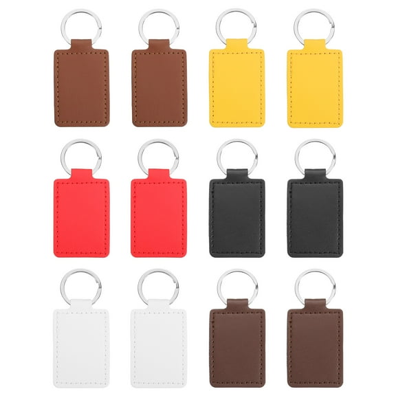 Uxcell Sublimation Blank Keychains, 12Pcs Rectangle Leather Keychain Blanks Heat Transfer Keychains, 6 Color