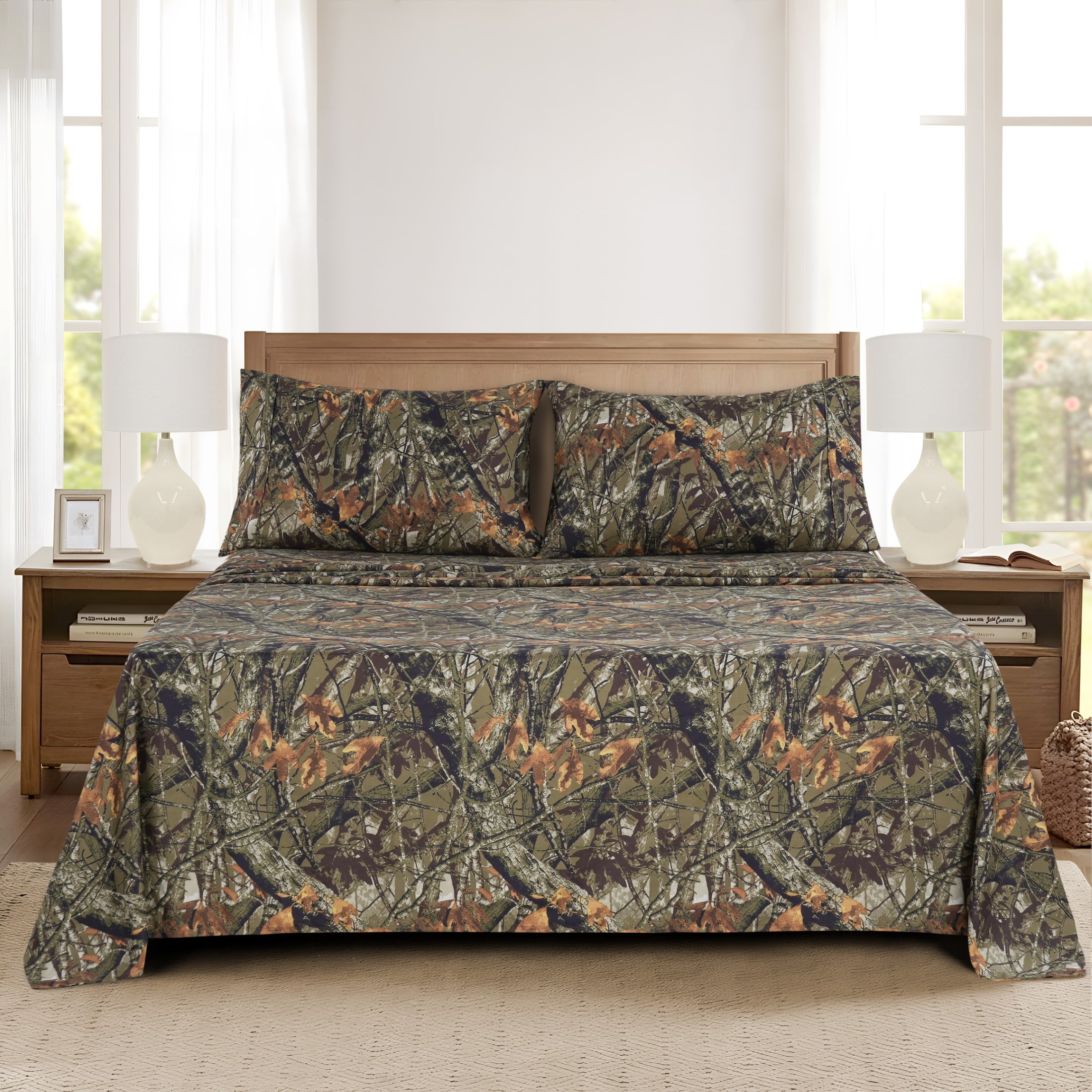 Mainstays Super Soft Brushed Microfiber Pillowcase Set, Camo, Standard/Queen, 2 Piece
