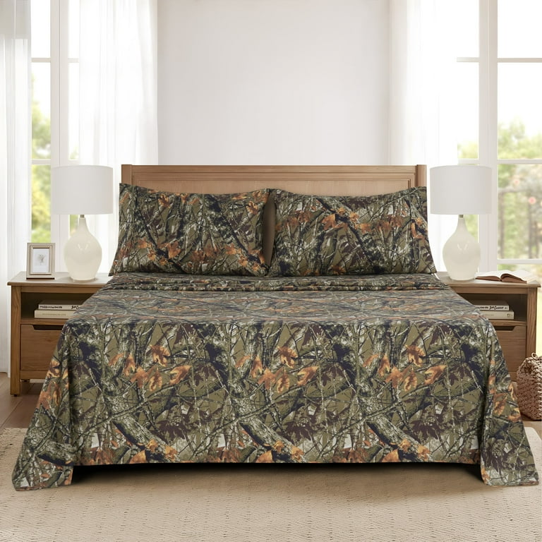 Mainstays Super Soft Brushed Microfiber Bed Sheet Set, King, Camo