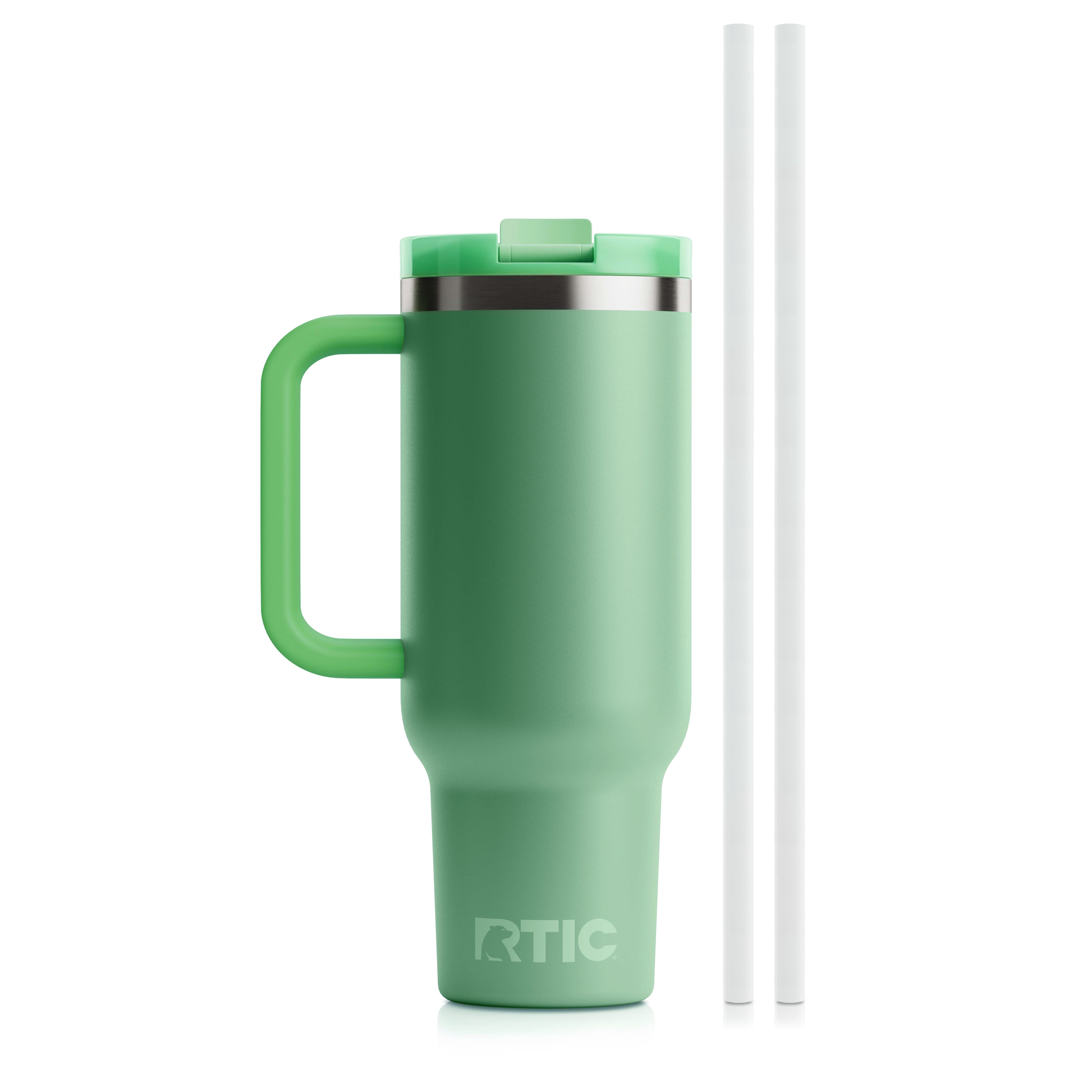 Trip　Coffee　RTIC　Double-Walled　Mug　Sage　Insulated　Lid,　Travel　Handle　Stainless　30　with　Thermal　for　and　oz　Portable　Hot　Drink,　and　Cold　Cup　Road　Camping,　Spill-Resistant,　Tumbler　Straw,　Steel　Car,