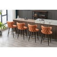 thumbnail image 3 of 180° Swivel Bar Stools Set of 2, Modern Leathaire Fabric Bar Chairs with Wingback and Footrest, Counter Stool with Nailhead Trim and Metal Base, for Kitchen Island Restaurant Pub Counter, Orange, 3 of 7