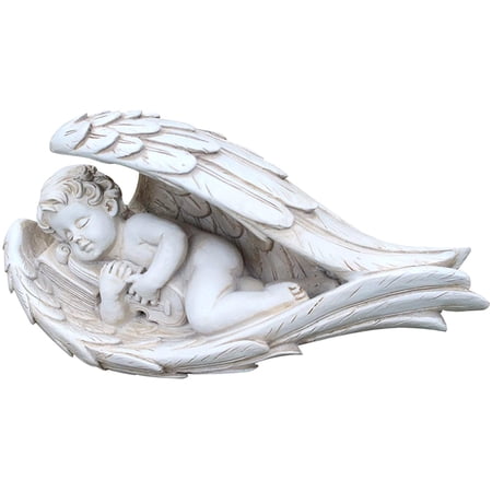 HTWW Sleeping Baby Angel Statue Cherub in Wings - Garden Statues and ...