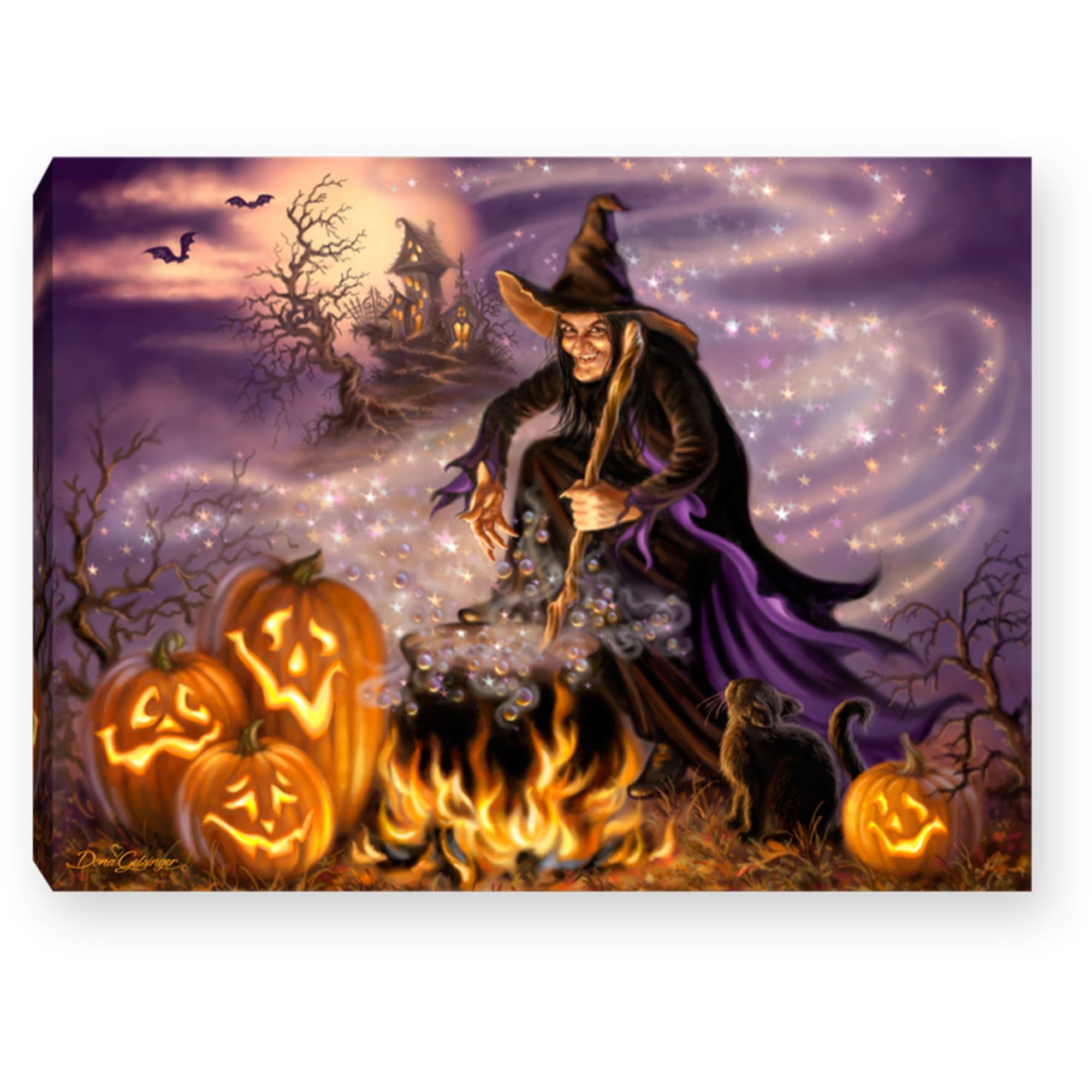 8" Purple and Orange All Hallow's Eve Lighted Halloween Tabletop Decor ...