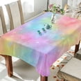 thumbnail image 4 of 60x60 Inch Tablecloth Polyester Square Tablecloth for Home Kitchen Dinner Decor Pastel Rainbow Tie-dye, 4 of 9