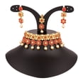 thumbnail image 3 of Efulgenz Indian Jewelry Choker Kundan Crystal Floral Necklace Earrings Maang Tikka Head Chain Bollywood Wedding Bridal Set, Red, Perfect Valentines Day Gifts for Her, 3 of 5