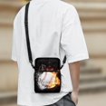 thumbnail image 3 of Psesaysky Cross Body Bags Fire Water Baseball , Two Zippers Crossbody Wallet for Travel, Stretch Polyester Small Messenger Bag for Men and Women, 3 of 7