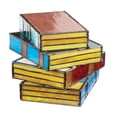 thumbnail image 3 of Stained Glass Stacked Books Lamp, Stacked Books Glass Lamp, Handcrafted Glass Nightstand Desk Book Lamps, Reading Nook Lighting Vintage Table Lamp, Tiffany Style Table Lamp Home Decor, 3 of 5