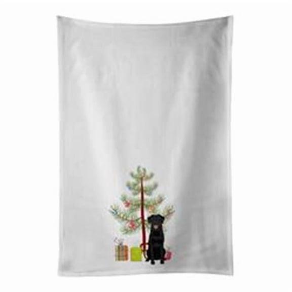 Carolines Treasures WDK3081WTKT 28 x 19 in. Unisex Labrador Retriever Black No.1 Christmas White Dish Towels Kitchen Towel - Set of 2