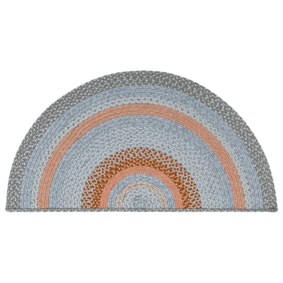 SAFAVIEH Braided Marco Bordered Machine Washable Reversible Area Rug, Grey/Rust, 2' x 4' Half Moon