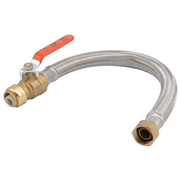 3/4 Inch x 3/4 Inch FIP x 18 Inch Stainless Steel Flexible Water Heater Connector, Push to Connect Brass Plumbing Fitting, PEX Pipe, Copper, CPVC, PE-RT, HDPE, U3088FLEX18BVLF