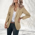 thumbnail image 2 of Hueook Open Front Blazer Jacket for Women's Solid Color Suit Jacket Business Casual Style Long Sleeves Lapel with Pockets Beige 2X, 2 of 6