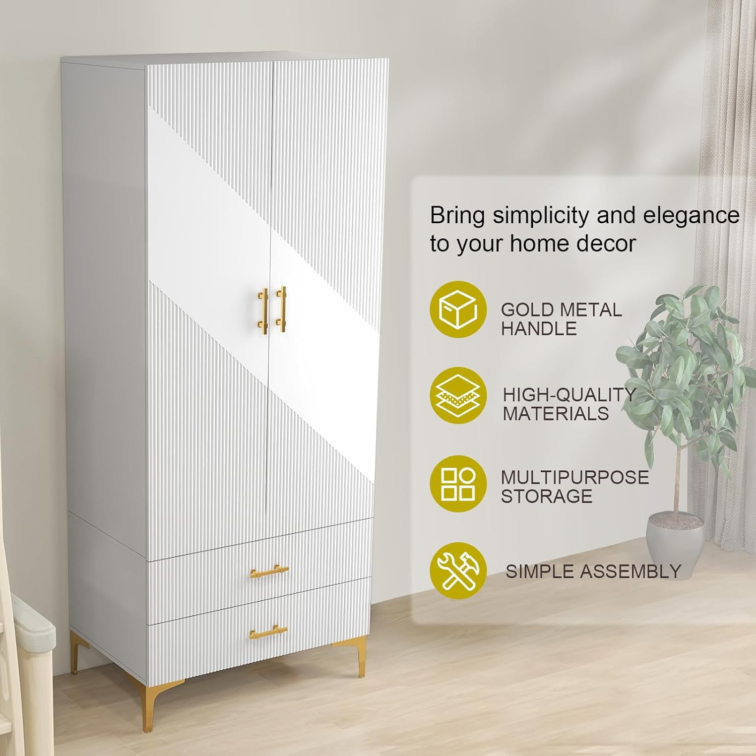 VINFORM Eldorado Naturale/White Wardrobe: Ample Storage with