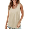 thumbnail image 2 of PNTUTB Women's Solid Color Basic Tees Comfortable Fit Round Neck Camisole Sleeveless Casual Blouses, 2 of 6