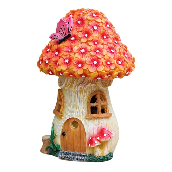 unbranded  Resin Mushroom House Figurine Party Decorations Birthday Lights Colorful