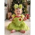 thumbnail image 6 of RUINIXCW Toddler Baby Girl Christmas Elf Costume Outfit Infant Girl Christmas Dress Heart Embroidery Green Furry Fly Sleeve Party Xmas Dress Headband, 6 of 10