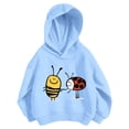 thumbnail image 3 of Lullu Hoodies for Toddler Girls Cute Bee Graphic Pullover Hooded Sweatshirts with Pockets, Blue, 3 of 3
