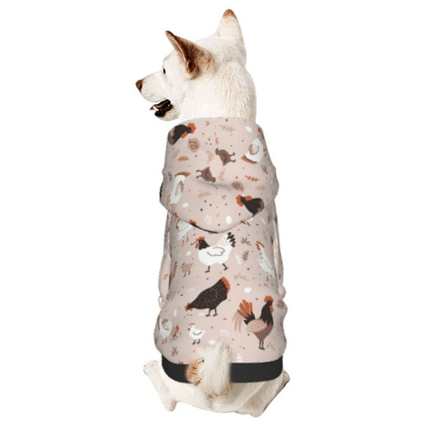 Fotbe Funny Chicken Sudadera con Estampado para Perros Pequeños – Suéter con Capucha para Mascotas, Tela Suave de Forro Polar con Bolsillo-X-Large