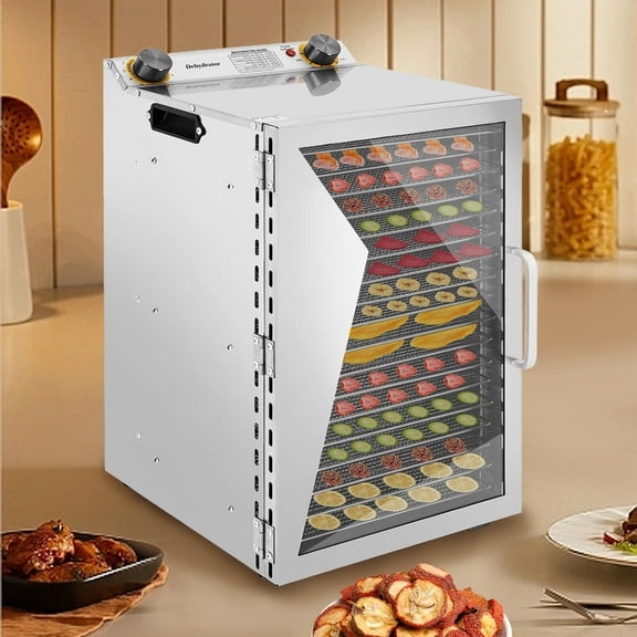 Miumaeov Food Dehydrator Machine 18 Stainless Steel Trays Food Dryer with Adjustable Timer and 190°F Temperature for Beef Jerky Meat Vegetables and Fruit Silver