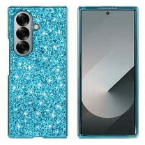 Sparkly Case for Samsung Galaxy Z Fold 7 5G, Slim Glitter Phone Case for Women Girls Slim Thin Cover Rugged Shockproof Protective for Samsung Galaxy Z Fold 7 5G Case Crystal, Blue