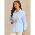 thumbnail image 2 of DARING DIVA Women's Collar Long Sleeve Button Down Cotton Work Shirt XS Light Blue, 2 of 6