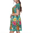 thumbnail image 2 of Vsdgher Ananas pour Femmes Été 2025 Robes Midi Décontractées Légères Manches Courtes Col Rond Robe de Plage, 2 of 6
