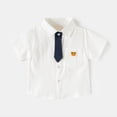 thumbnail image 2 of Wxirdiow Toddler Boys Shirts Boys Button Down Shirts Short Sleeve Shirt Kids Summer Casual Shirts White Size,3-4 Years, 2 of 9