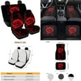 thumbnail image 4 of Yuyamidu Red Rose Car Seat Cover Full Set of 15 Women Car Carpet Mats Steering Wheel Cover Seat Belt Covers Handbrake Cover Set Cup Holder, 4 of 6