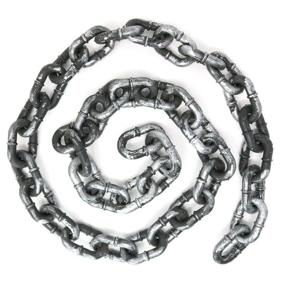 Skeleteen Plastic Link Chain Prop - Black and Silver Removable Large Link Chain - 1 Piece