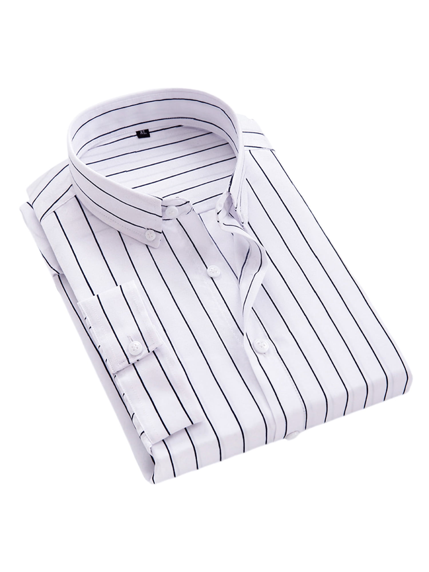 Fashnice Chemises pour Hommes Col à Revers Hauts Chemise Tunique Boutonnée Blouse Décontractée de Vacances Blanc TP