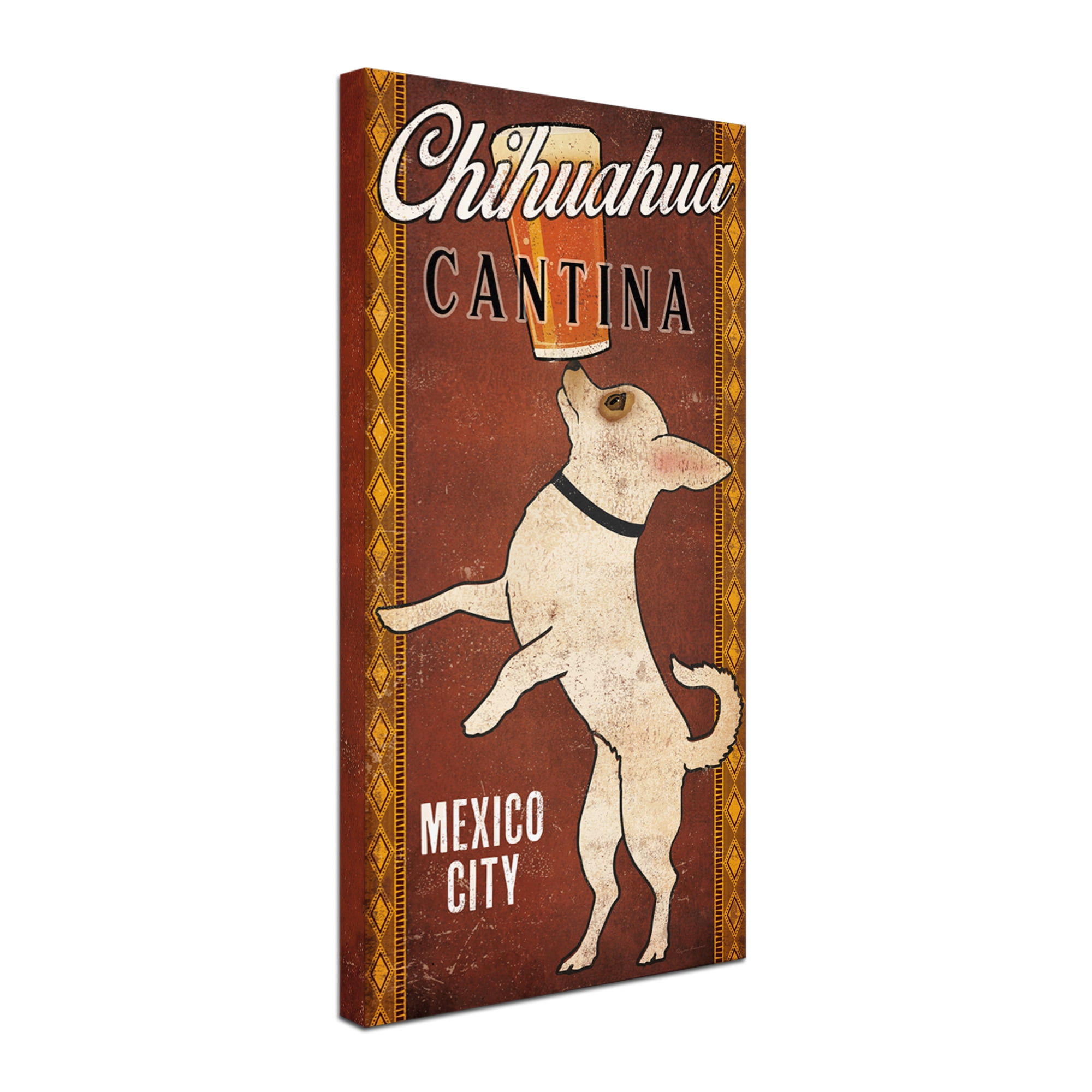 Trademark Fine Art 'White Chihuahua on Red' Canvas Art by Ryan Fowler