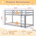 thumbnail image 6 of Solid Wood Low Bunk Bed for Boys Girls, Sesslife Twin Over Twin Bunk Bed with Guardrails & Ladder, Non-Toxic Finish, No Box Spring Needed, Easy Assembly, Gray, 6 of 8