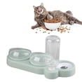 thumbnail image 3 of Cuenco de agua para mascotas, diseño inclinable, evita resbalones, plato de alimentación desmontable para gatos y perros con botella de agua para interior, verde, 3 of 11