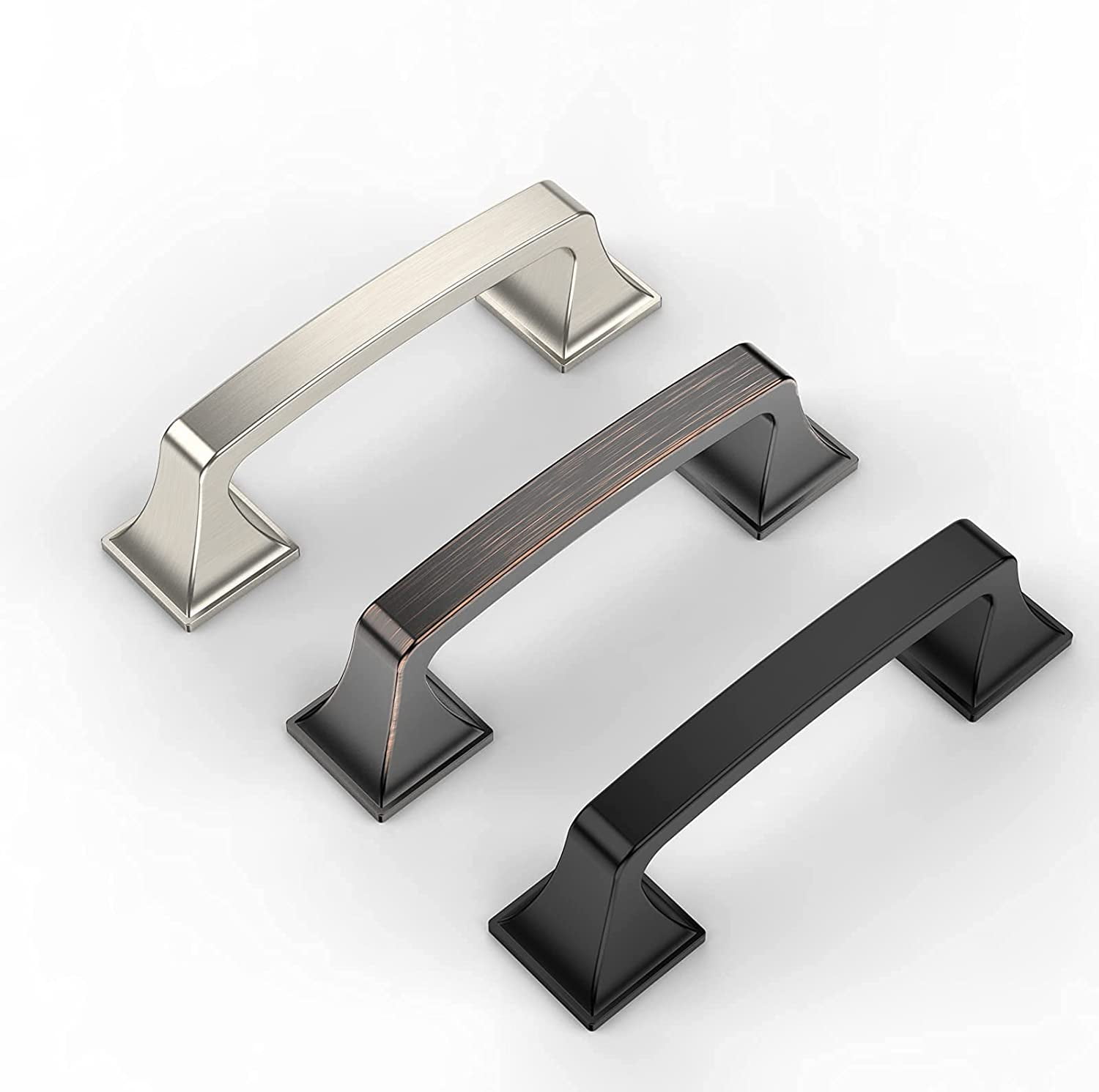 Furniware 3" Silver Zinc Alloy Nickel Cabinet Pulls, 10 Piece 10 Pack