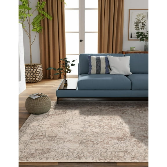 Unique Loom Portland Collection Area Rug - Canby (6' 1" Square Ivory/Beige)